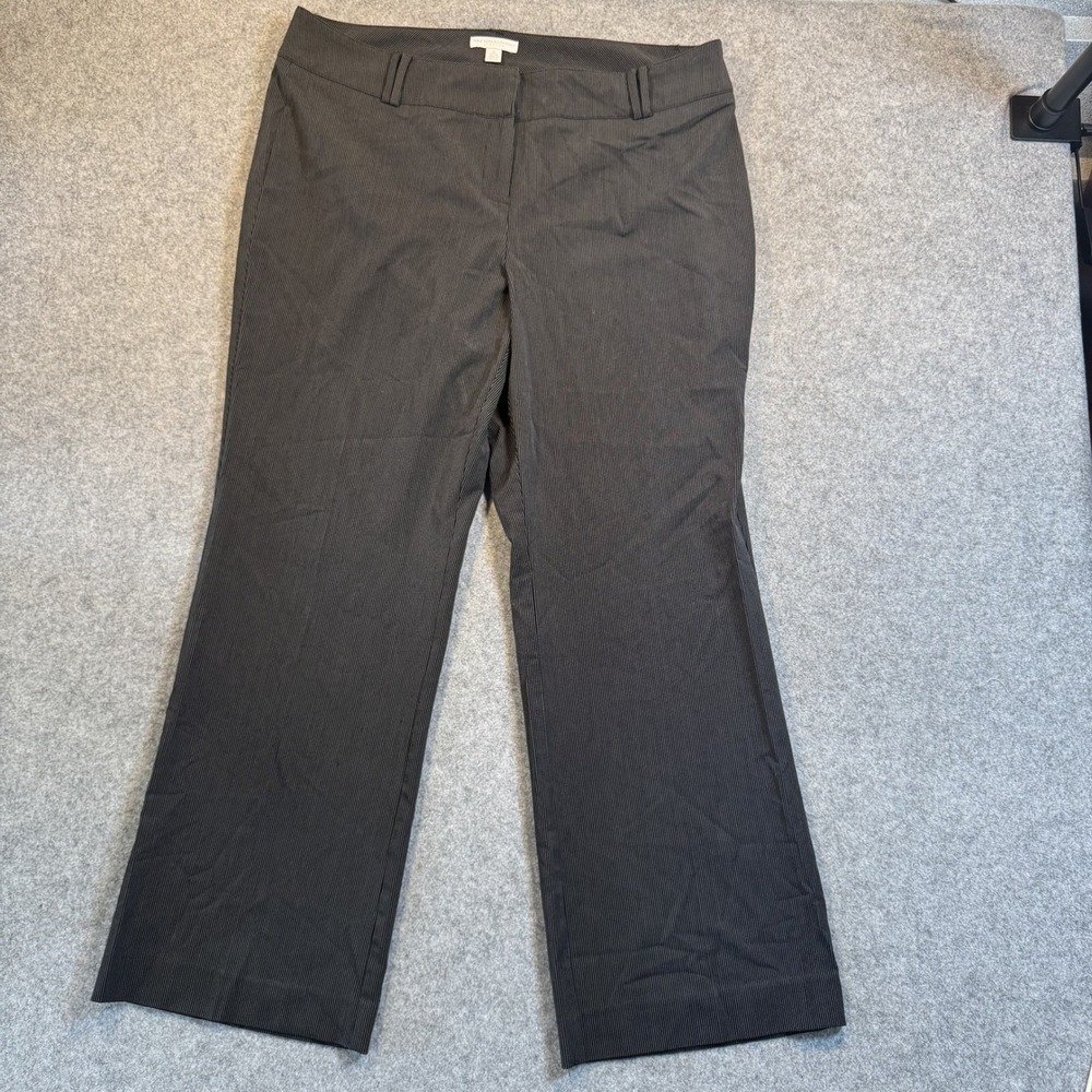 New York & Company Stretch Dress Pants 16 Petite Black Pinstripe Career Trousers